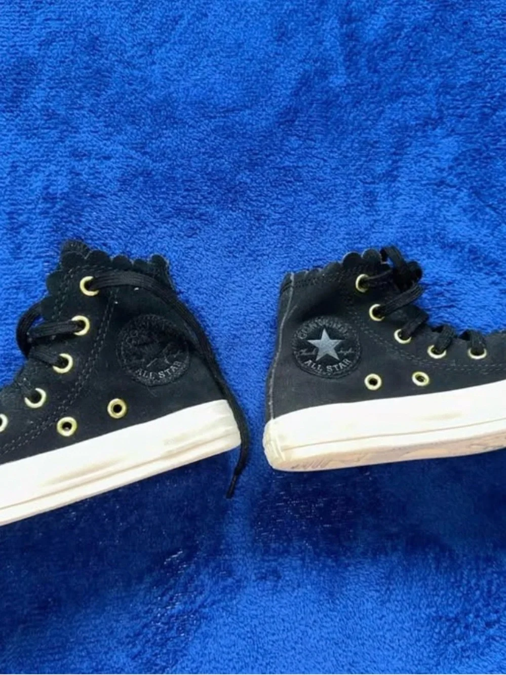 Converse Chuck Taylor Black Suede Hi Frilly Thrills Preschool Girls Sneakers 11